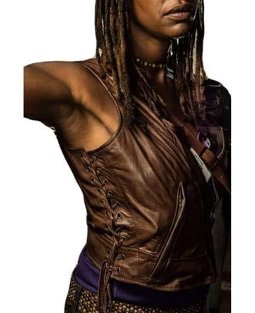 Women The Walking Dead Michonne Leather Vest (Inspired Style)